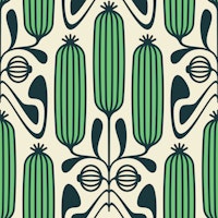 Ornate Floral Cucumbers in Green - L wallpaper