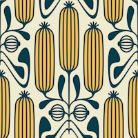 Ornate Floral Cucumbers in Yellow - L wallpaper
