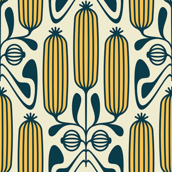 Ornate Floral Cucumbers in Yellow - S