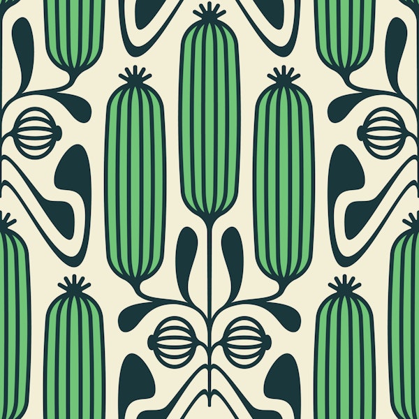 Ornate Floral Cucumbers in Green - S