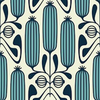 Ornate Floral Cucumbers in Blue - L wallpaper