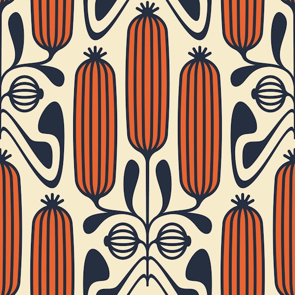 Ornate Floral Cucumbers in Red - S