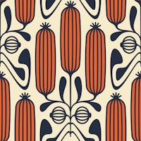 Ornate Floral Cucumbers in Red - L wallpaper