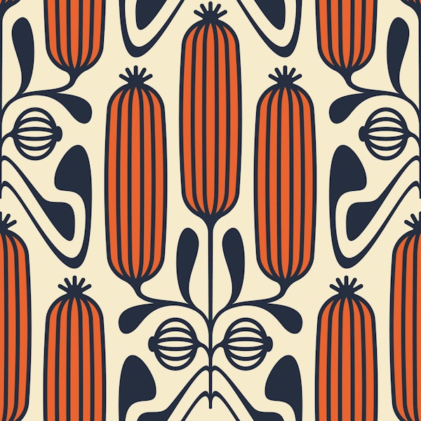 Ornate Floral Cucumbers in Red - L