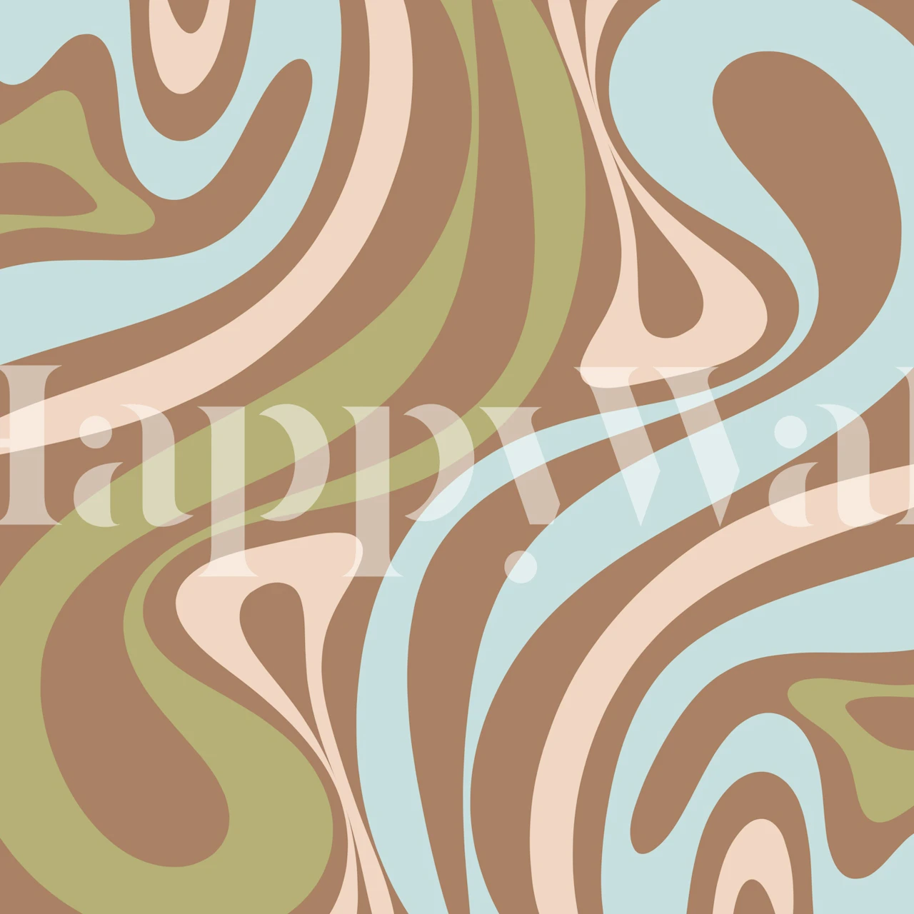 Swirling mocha and teal abstract pattern wallpaper