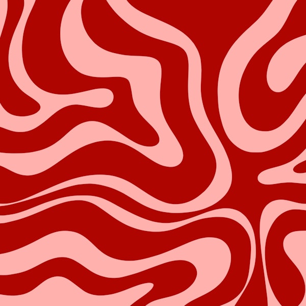 Modern Retro Liquid Swirl Abstract Red Pink