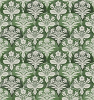 Art Deco Block Print Floral - Moss Green tapete