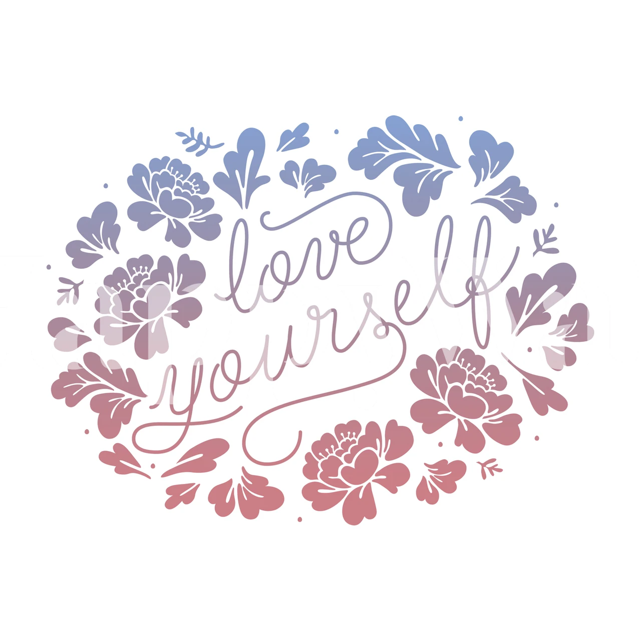Love Yourself floral wallpaper design
