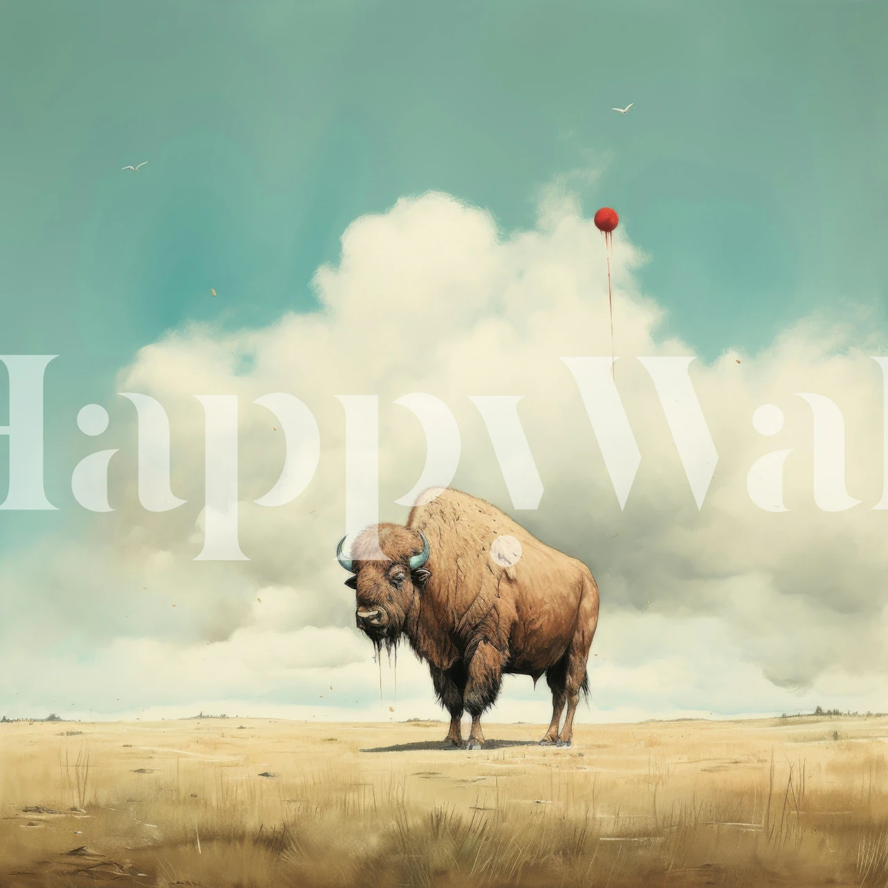 Minimal Buffalo Spirit wallpaper in a styled room