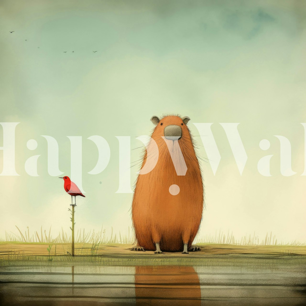 Tapeta Minimal Capybara Dream w pokoju