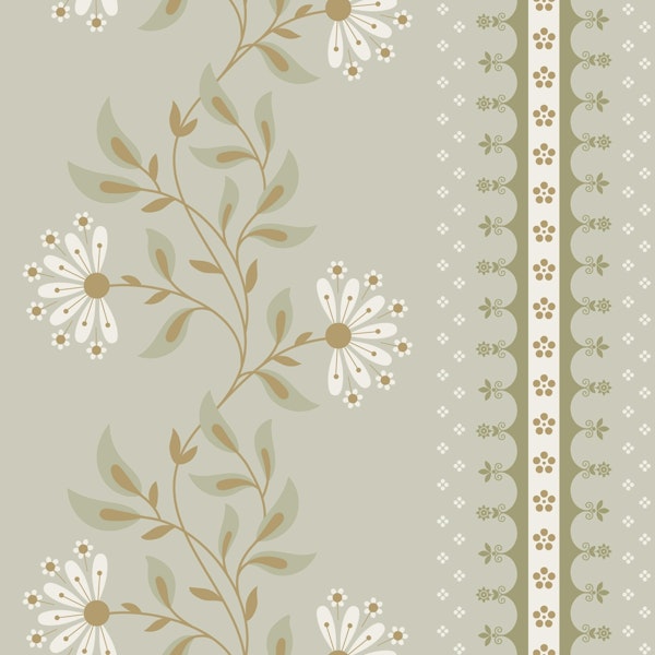 Floral Stripes Light Sage