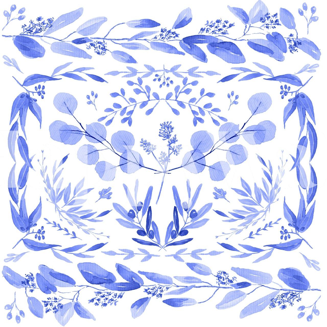 Indigo Scene behang in een kamersetting