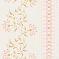 Floral Stripes White and Pink tapete