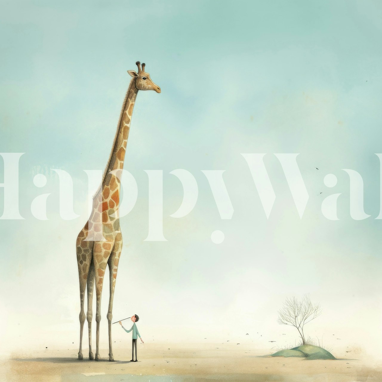 Tapeta Minimal Giraffe Journey w pokoju