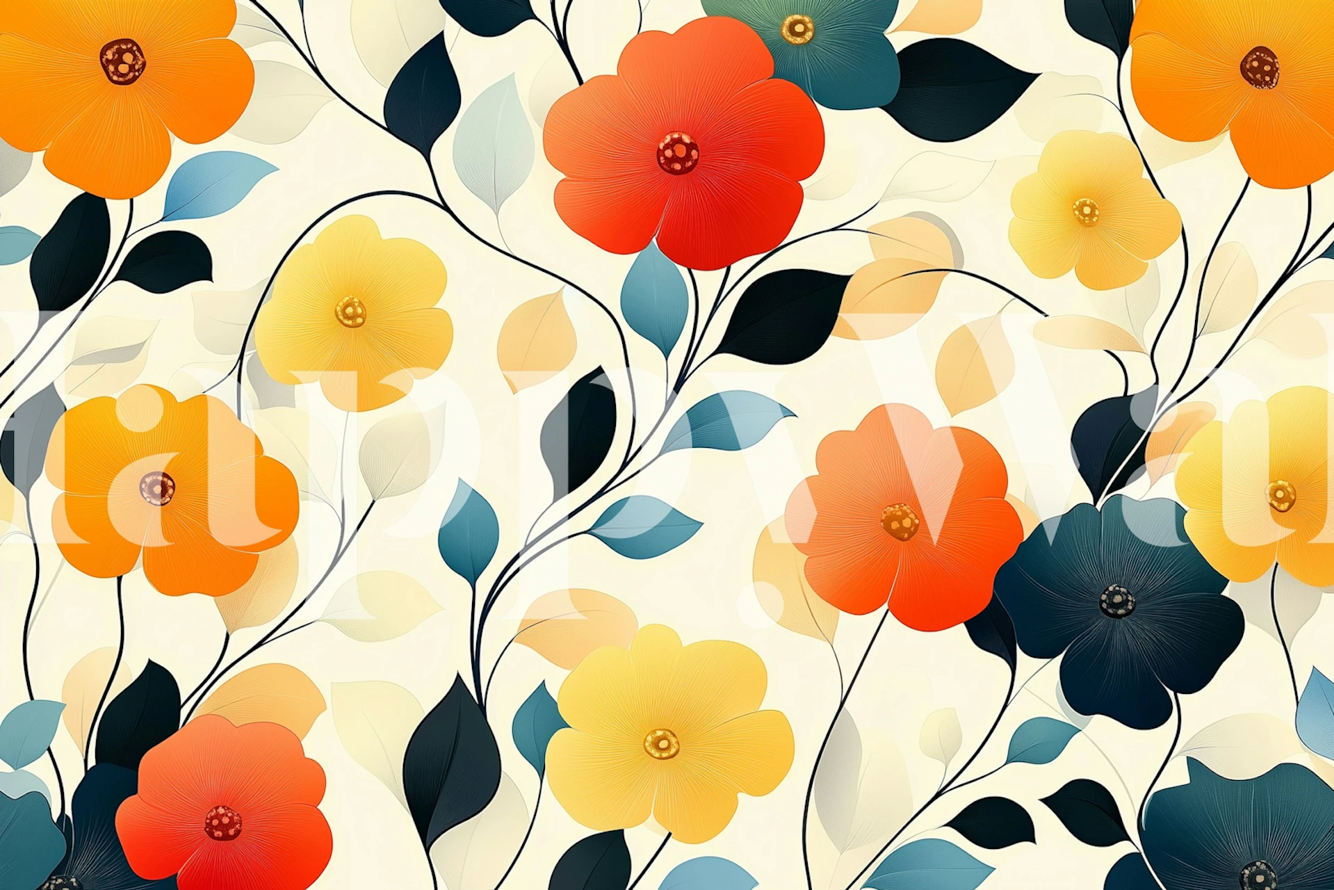 Vibrant Floral Bloom exibido em um quarto