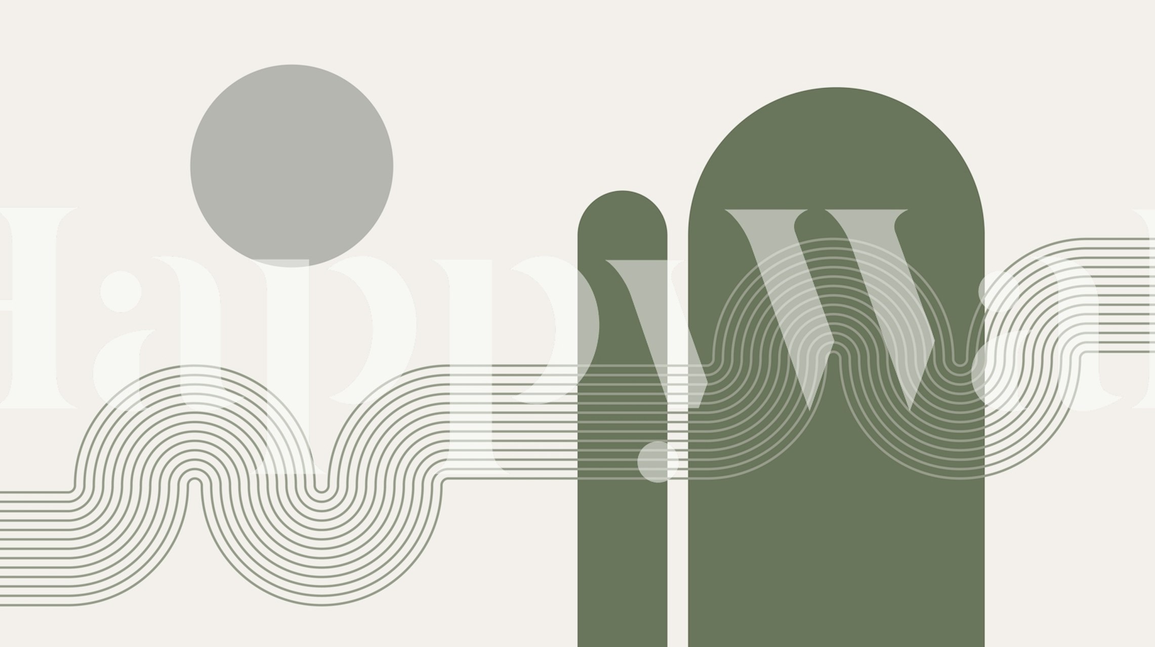 Abstract curved lines in green and beige design wallpaper