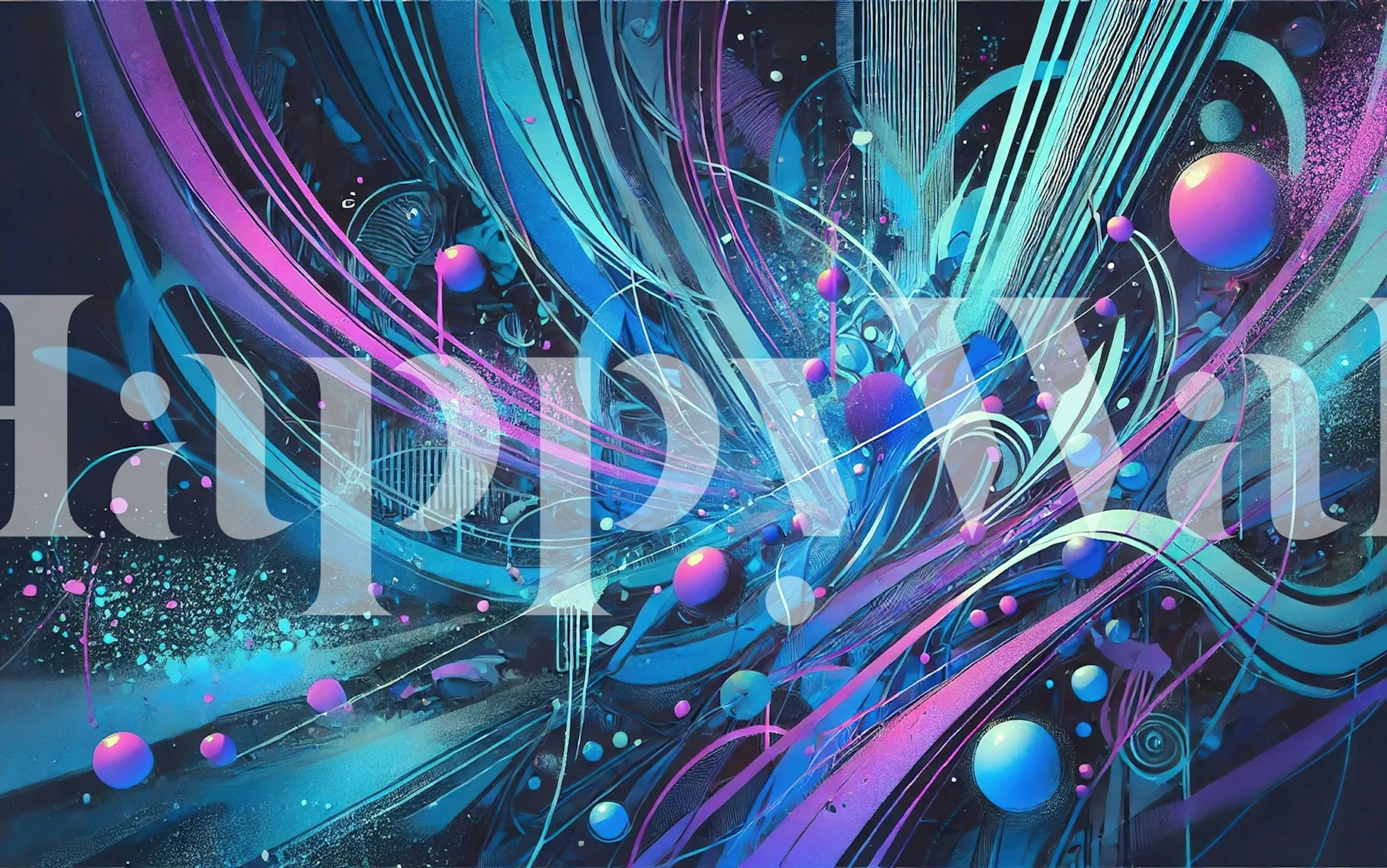 Graffiti electric night wallpaper in a room