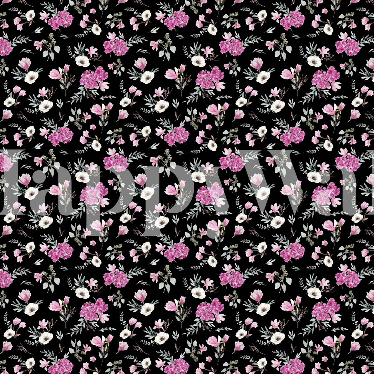Floral wallpaper in pink and black design