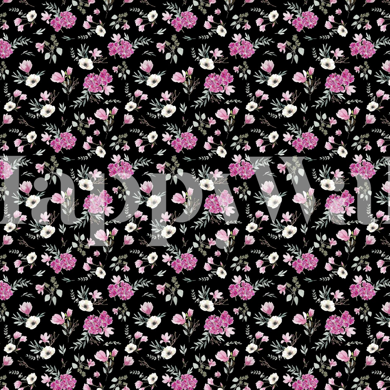 Floral wallpaper in pink and black design