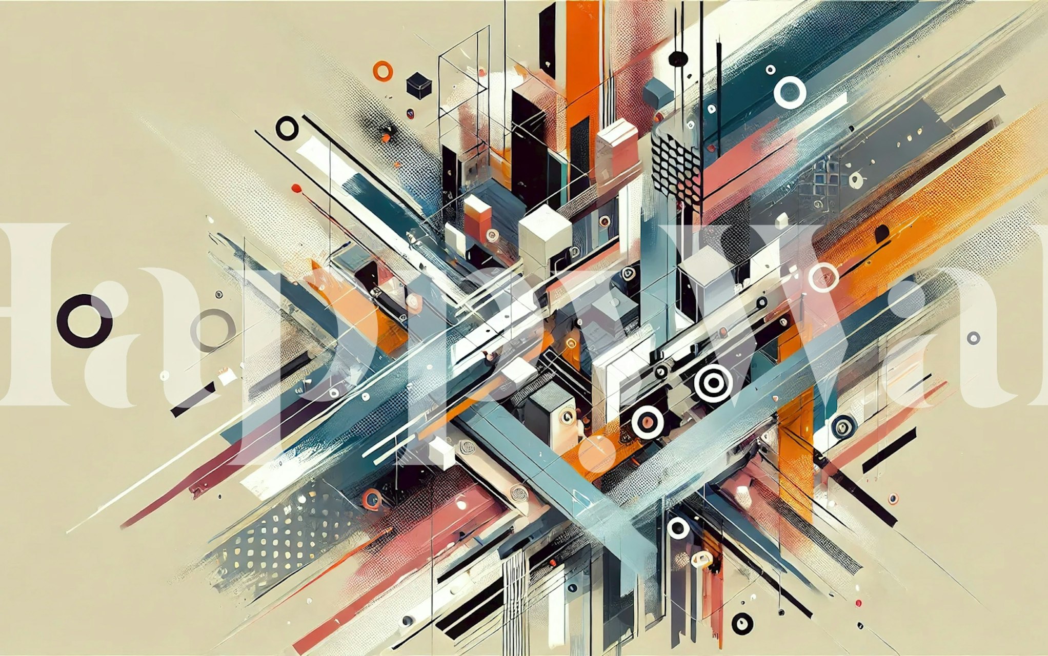 Colorful abstract geometric shapes with lines and circles wallpaper