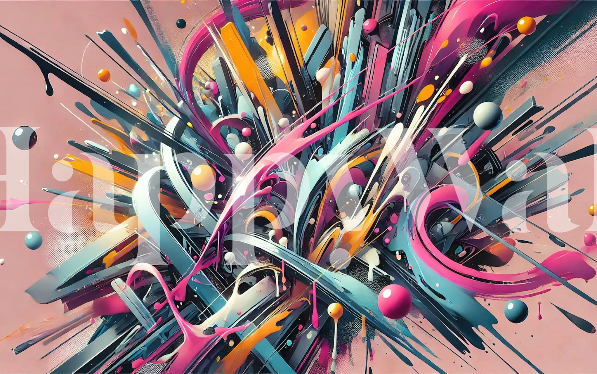 Neon Graffiti wallpaper displayed in a room