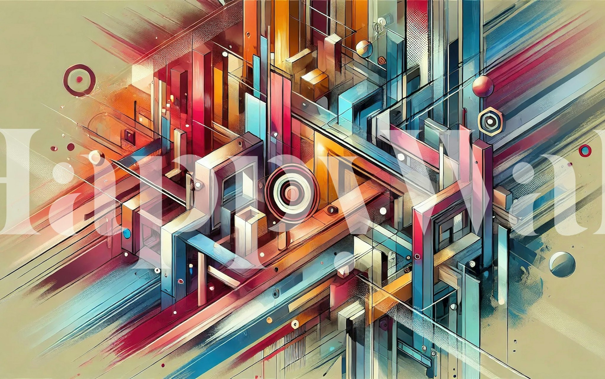 Graffiti urban geometry papel de parede em um quarto