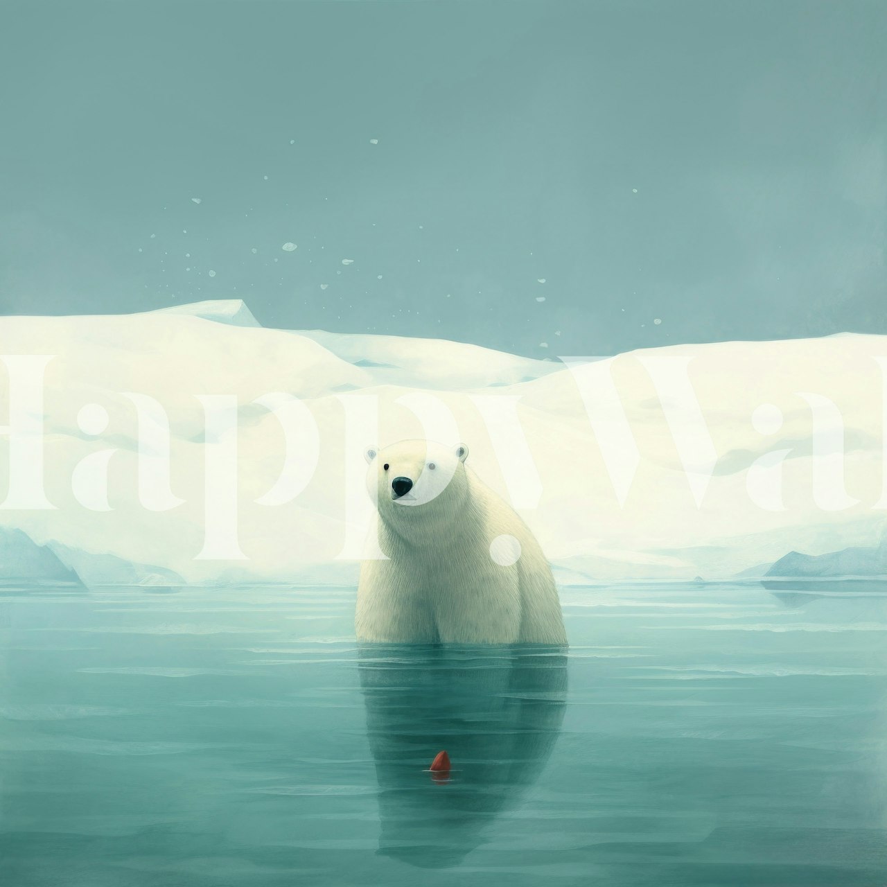 Minimal Polar Bear wallpaper in a room