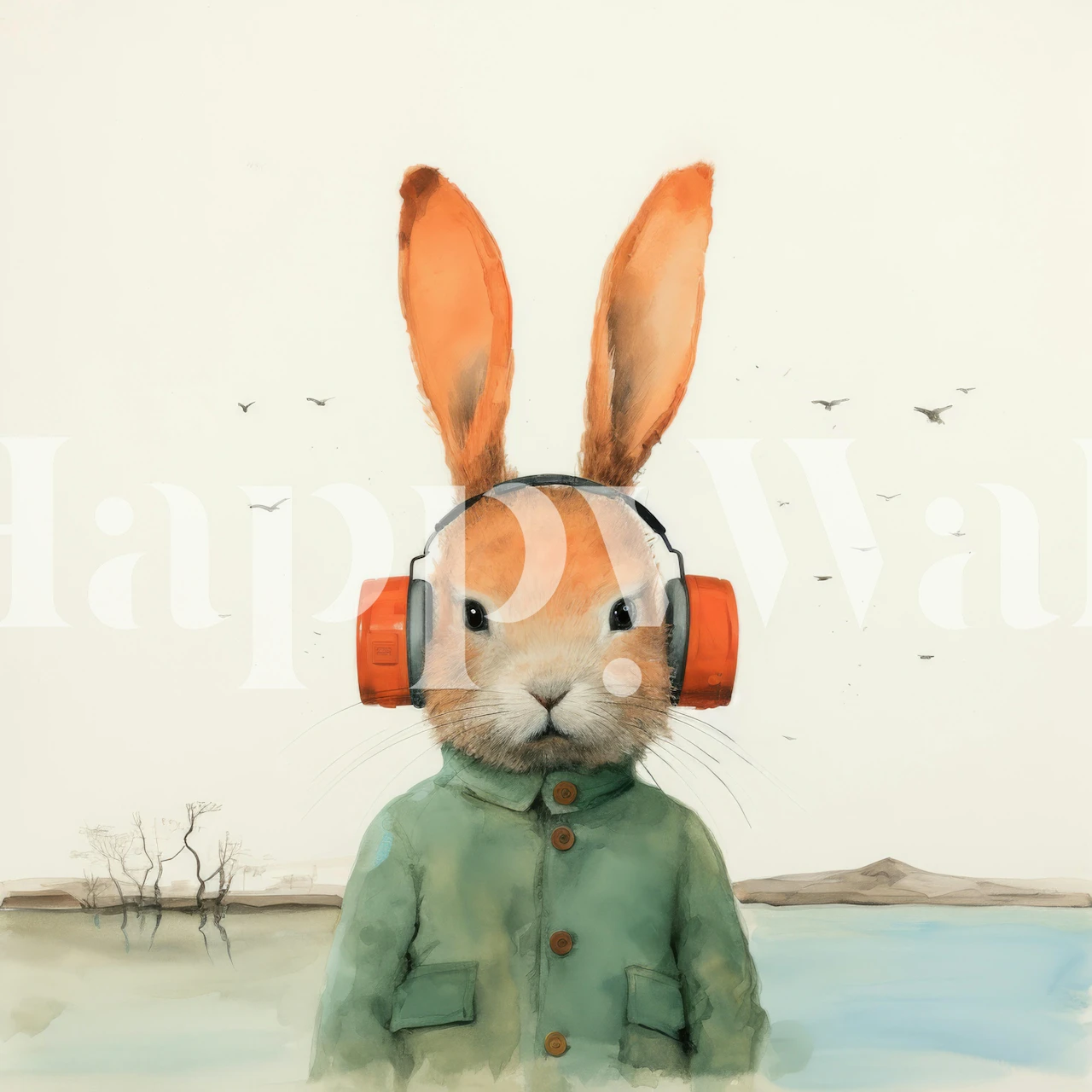 Minimal Rabbit Rhythm tapet i et rum