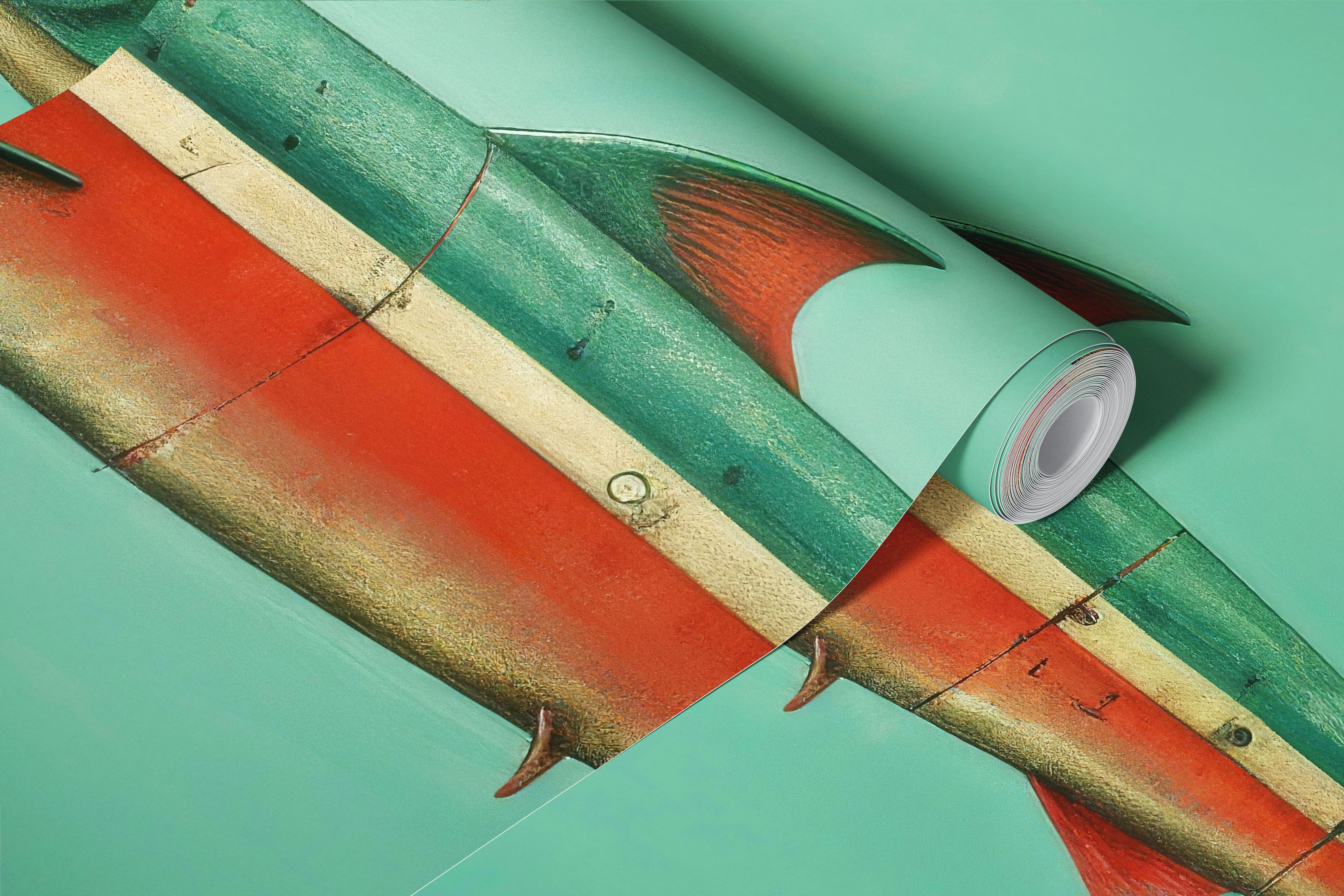 Illustration of a sardine fish in teal background wallpaper