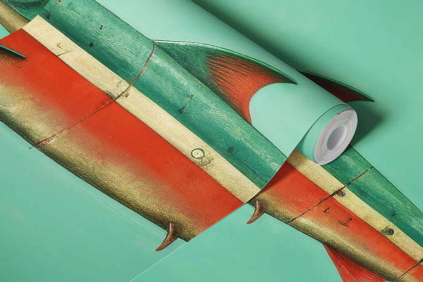 Minimal Sardine in Aqua Blue wallpaper roll