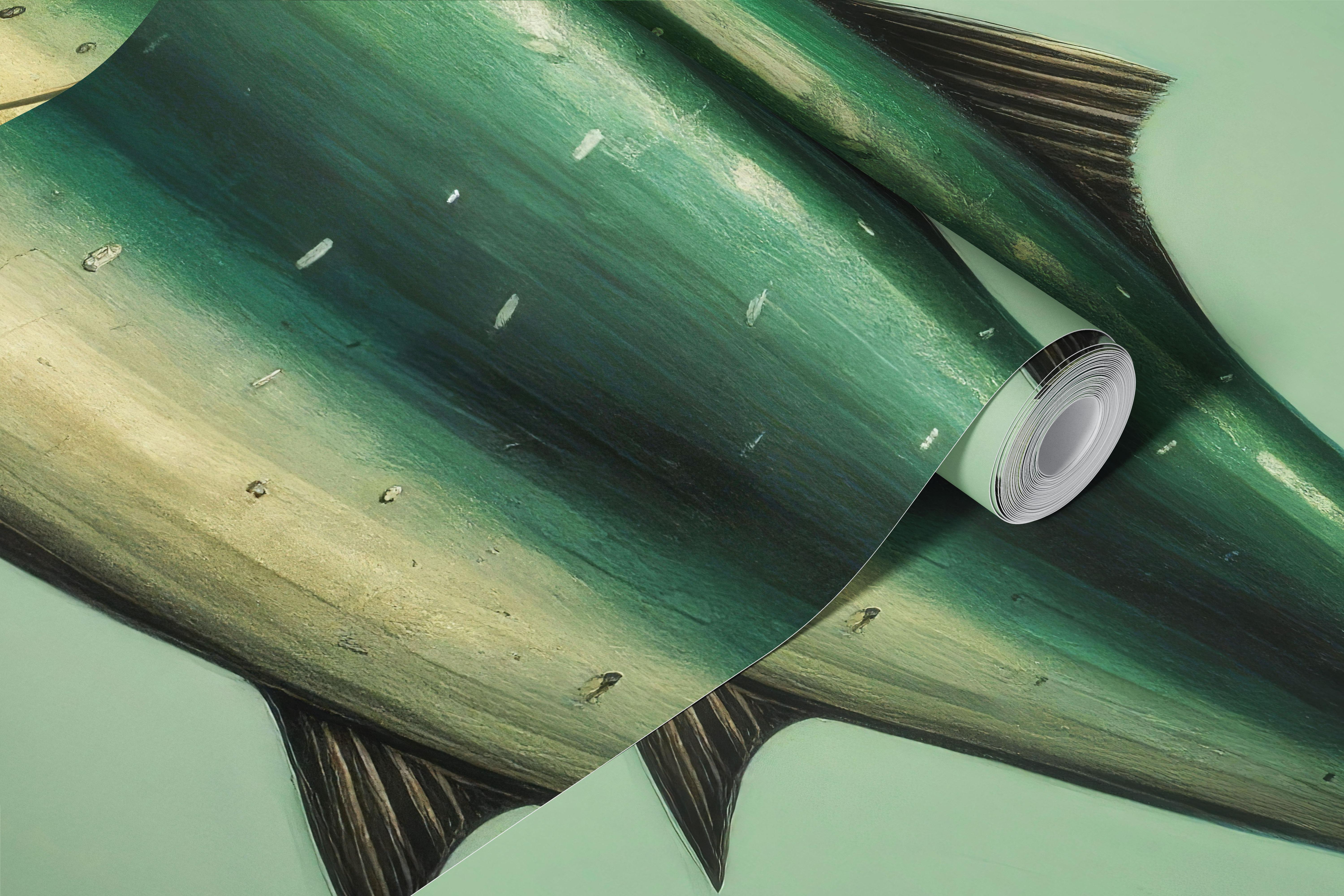 Minimal sardine design wallpaper in a room