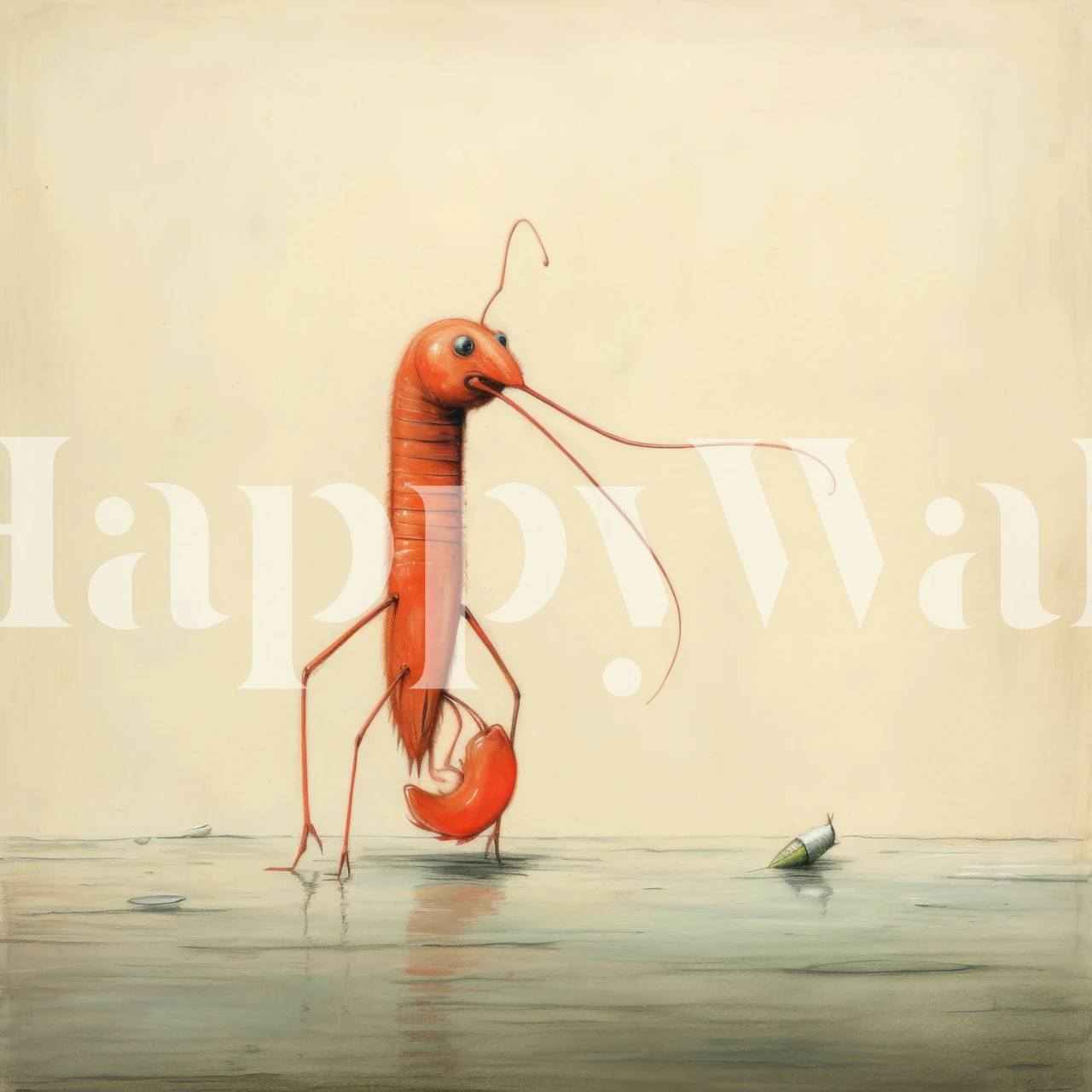 Minimal Shrimp wallpaper in a room