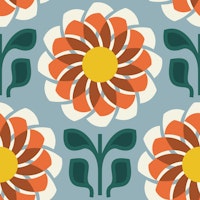 Geometric Flower Fusion in Red Green - S tapete