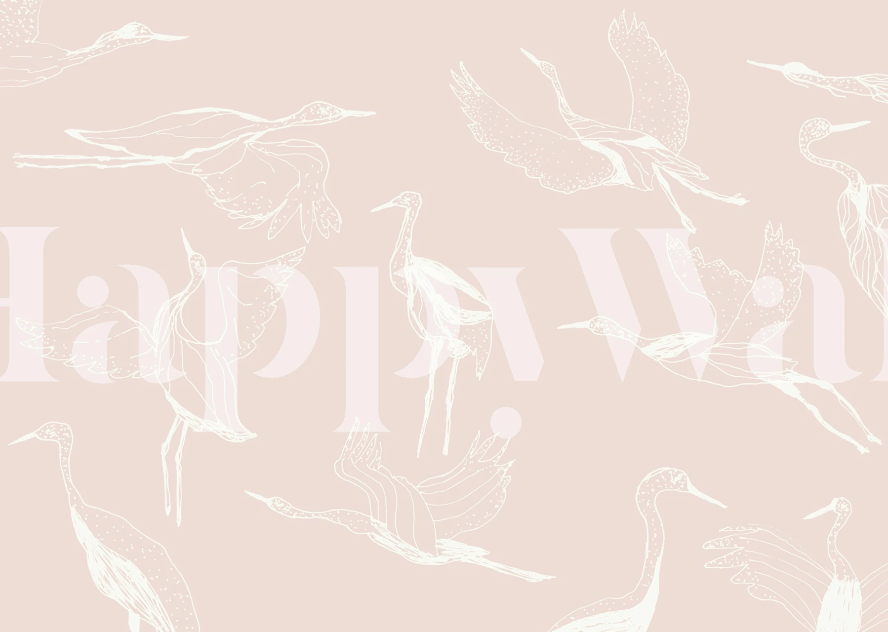 Cranes wallpaper in a room setting