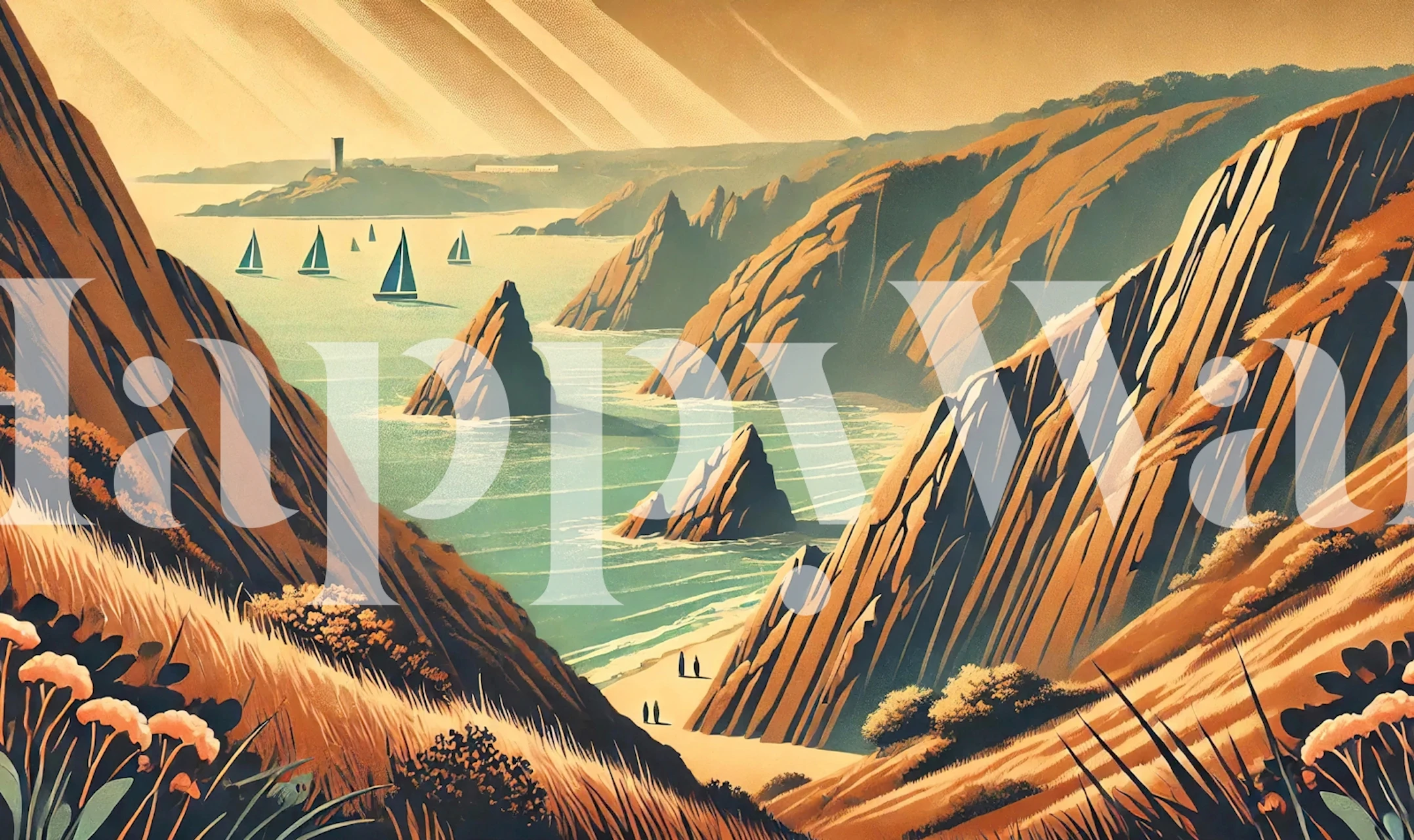 Vintage Cliffside Serenity Poster i ett rum