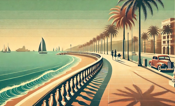 Vintage Coastal Promenade Poster