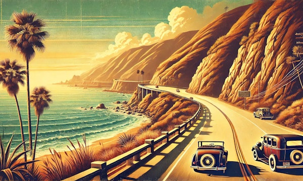 Vintage Coastal Road Journey Poster