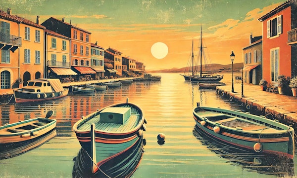 Vintage Harbor Sunset Poster