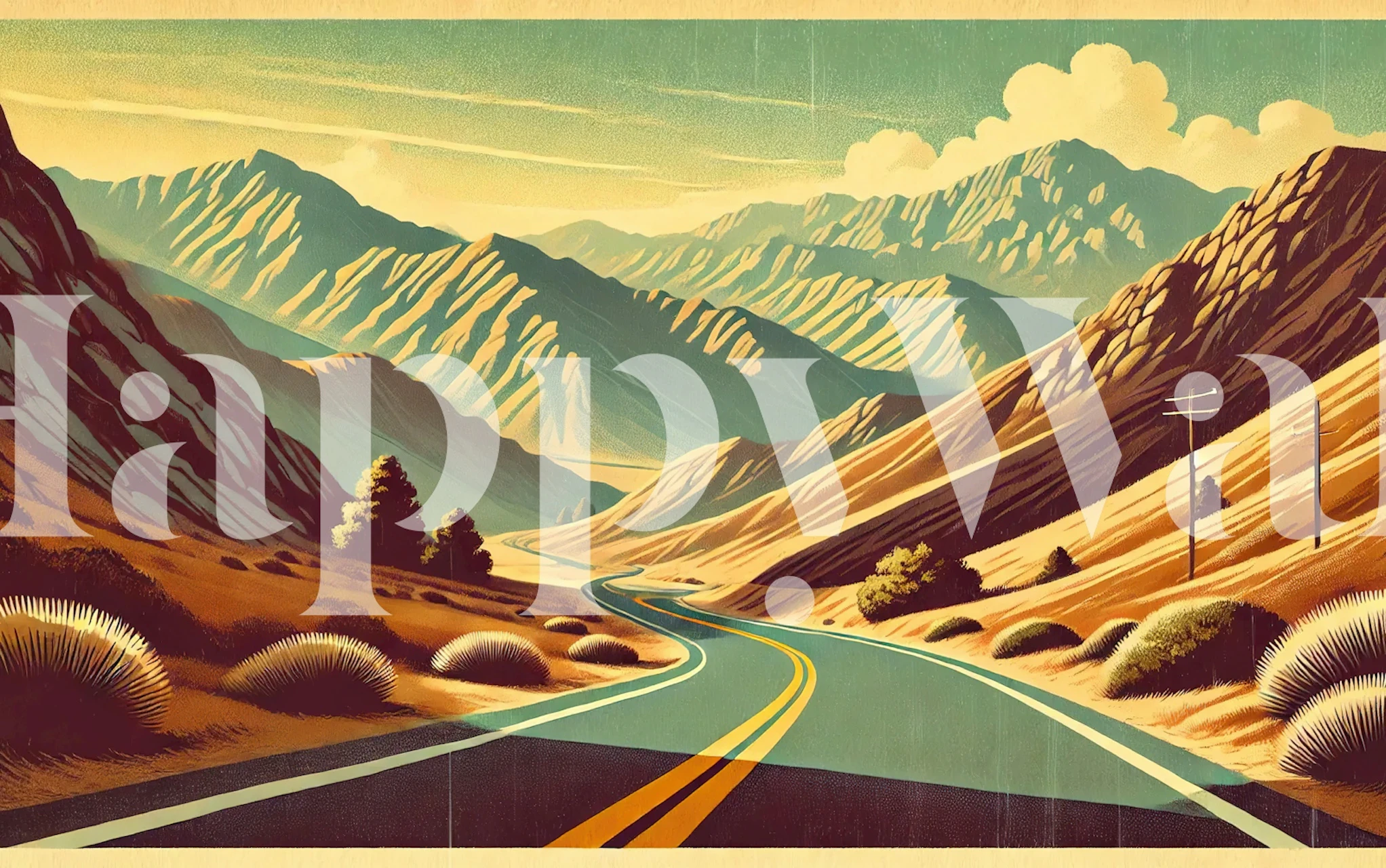 Vintage Mountain Pass Poster u sobi