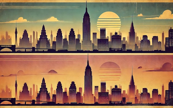 Vintage Sunset Skyline Poster