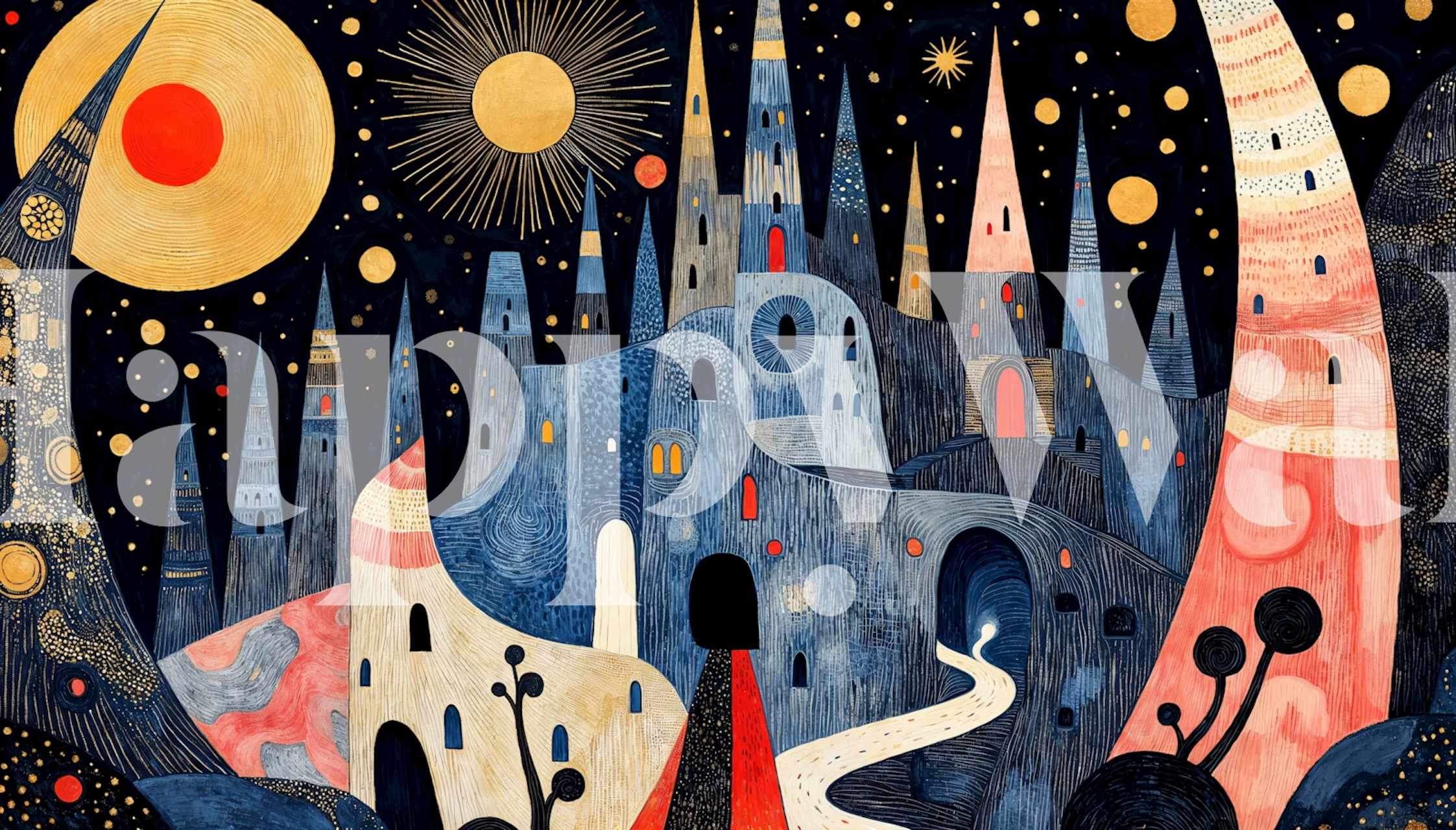 Lunar Dreamland wallpaper displayed in a room