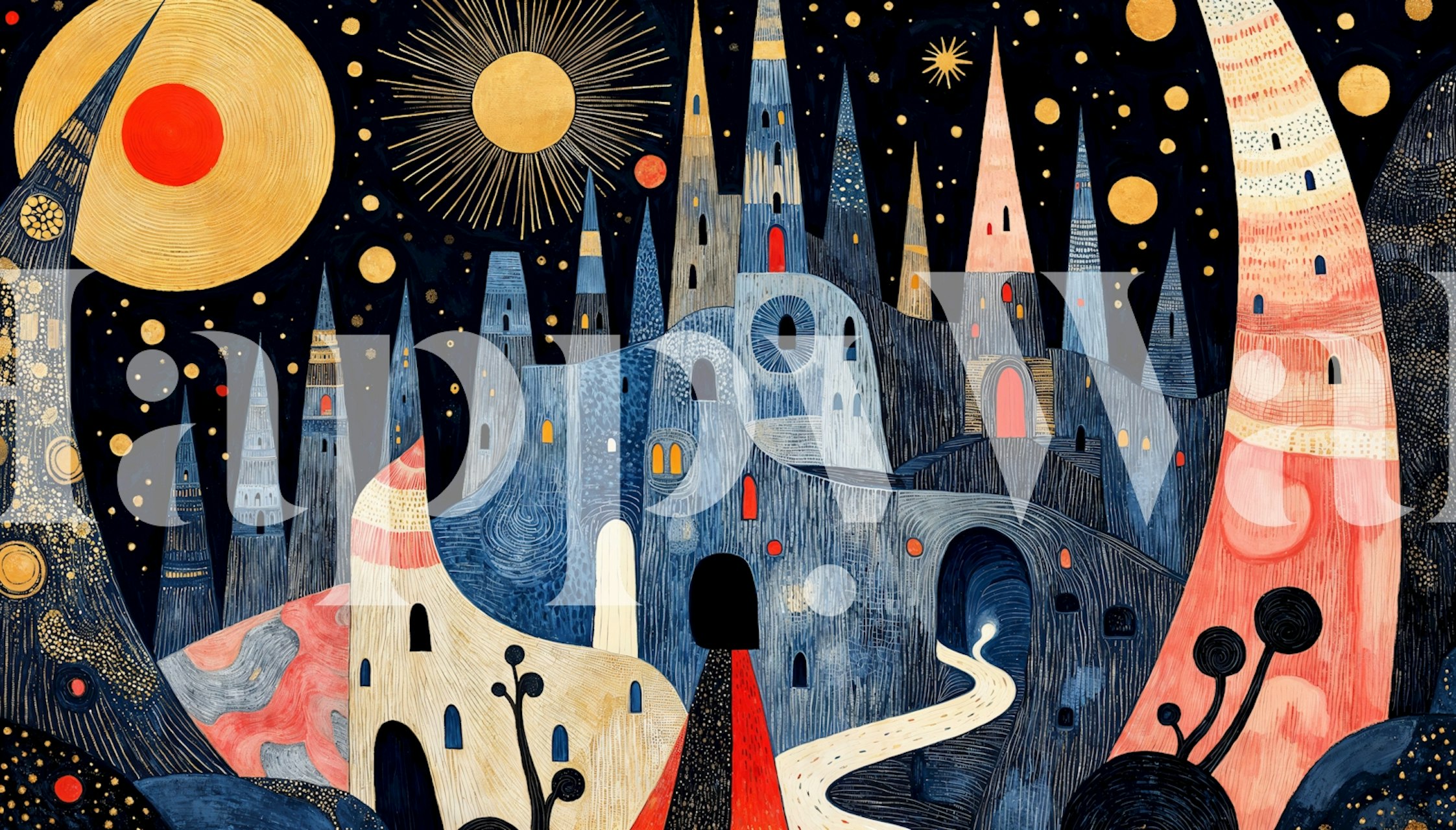 Lunar Dreamland wallpaper displayed in a room