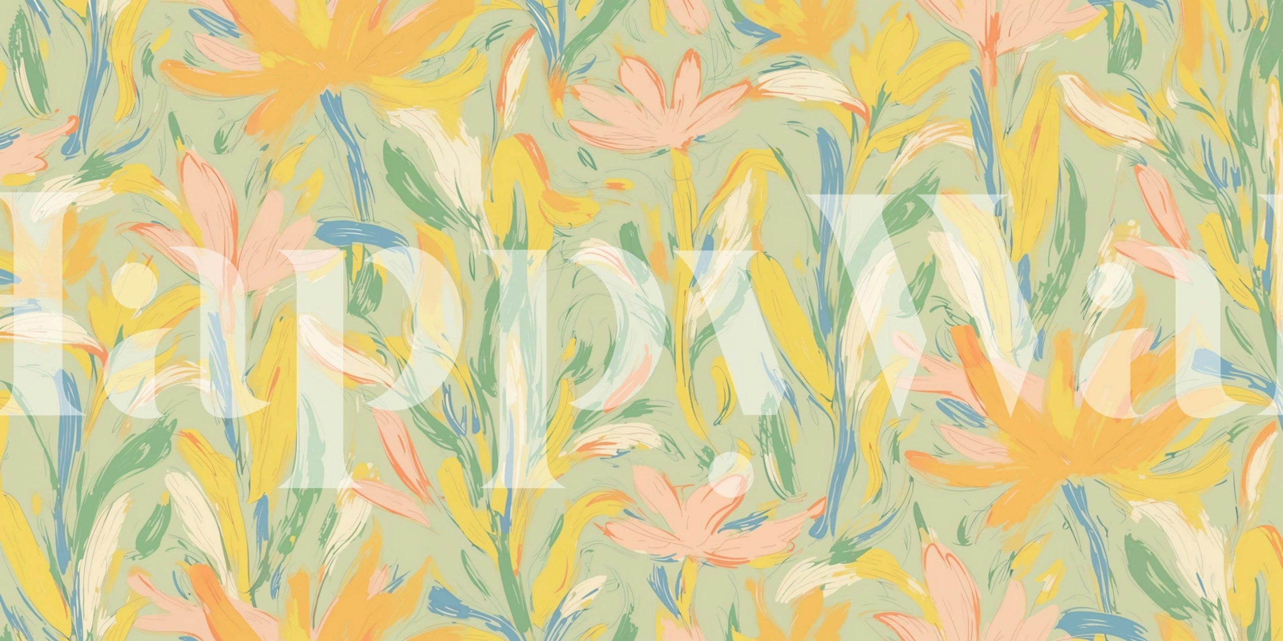 Vibrant floral wallpaper in a room