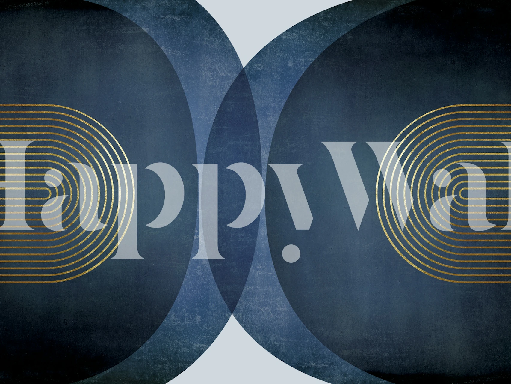 Blue geometric shapes with gold lines wallpaper