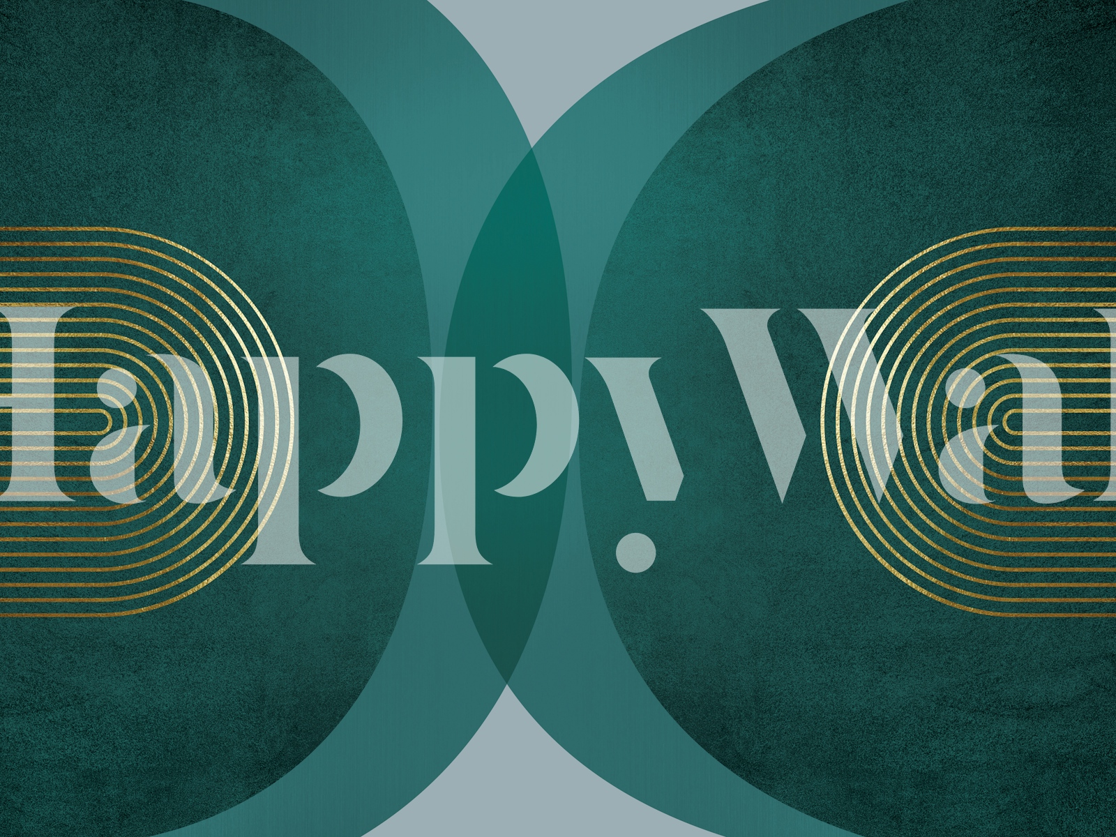 Teal geometric pattern with golden lines wallpaper