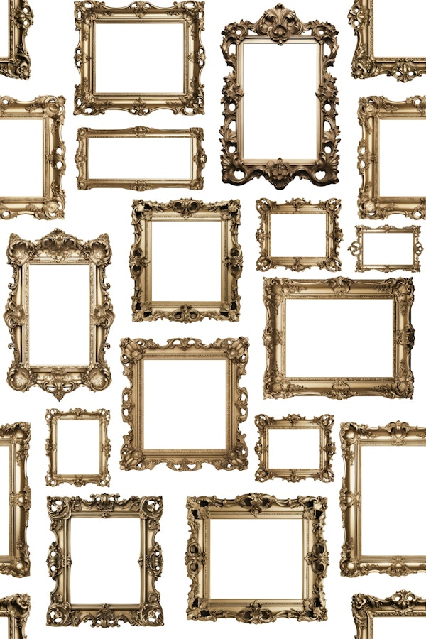 Gilded Baroque Empty Frames On White