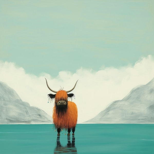 Minimal Yak in Tranquil Lake