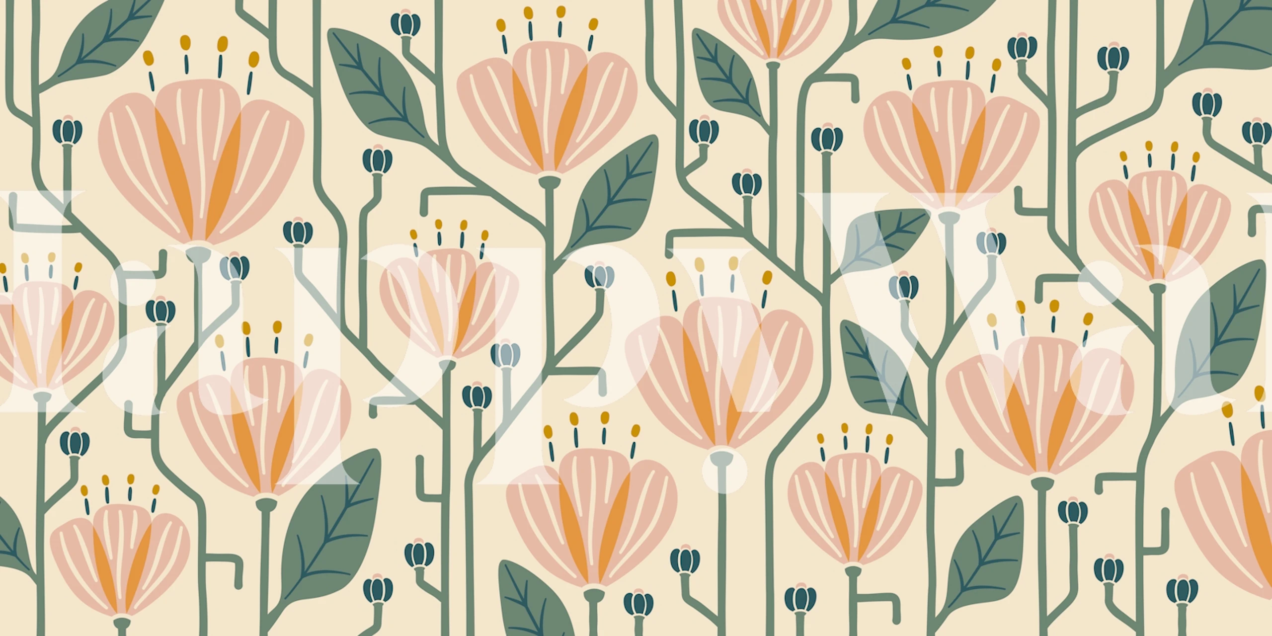 Cozy Bold Modern Flowers tapet i et rum