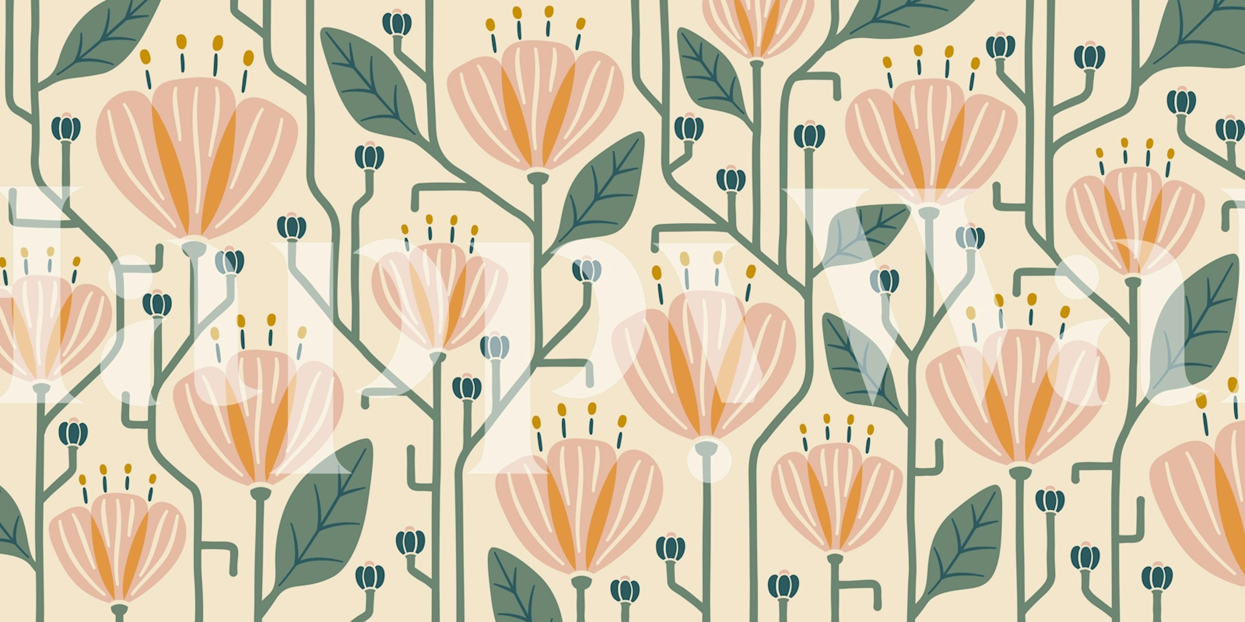 Cozy Bold Modern Flowers wallpaper in a room