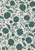 Romantic Rococo Ornate Chintz Floral Teal tapete
